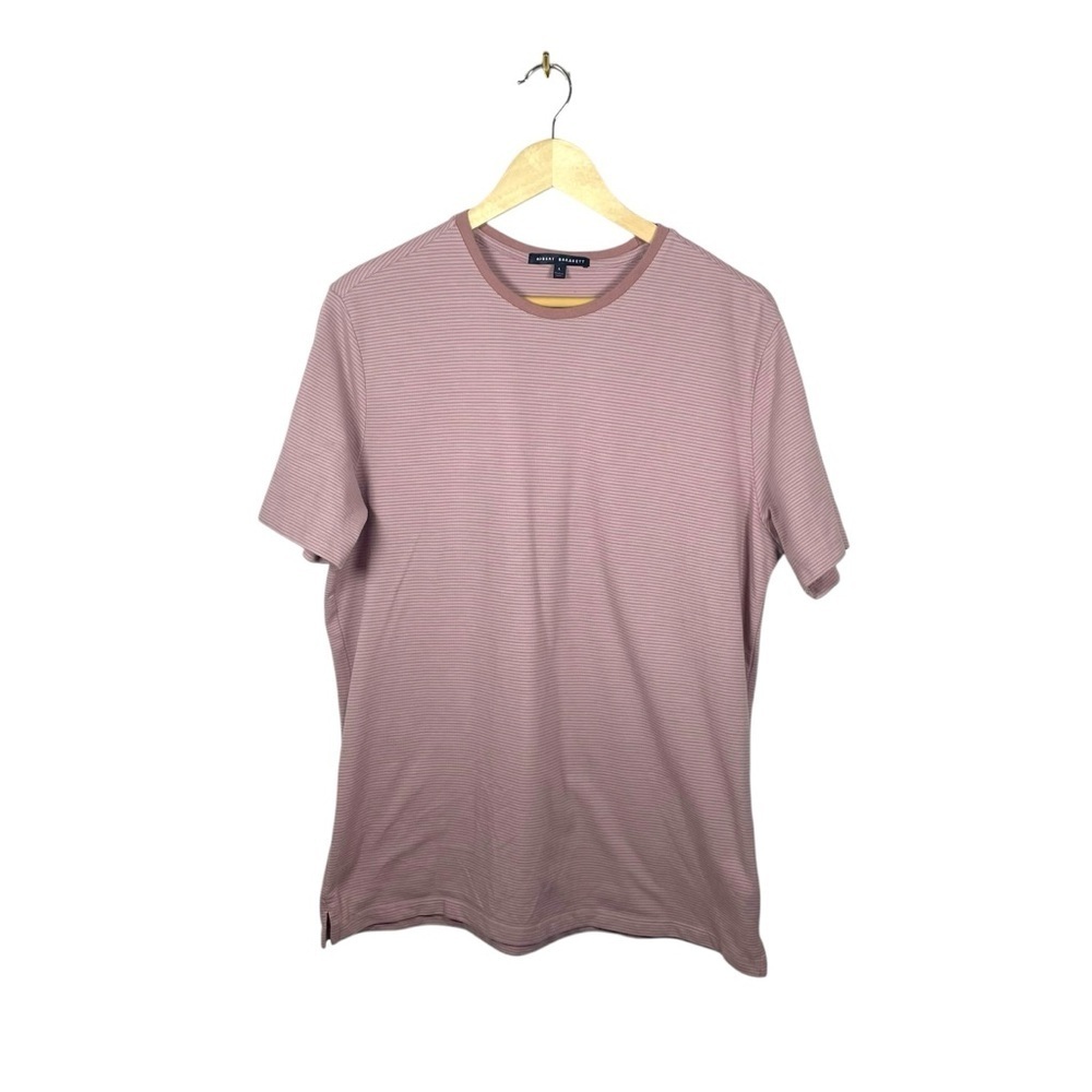 Robert Barakett Men’s Bancroft Striped Short Sleeve Tee in Mauve Size L